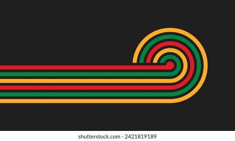 Groovy background 70s with waves in concept of juneteenth, Black history month. Abstract wavy line pattern in 1970s hippie retro style. Vector illustration

