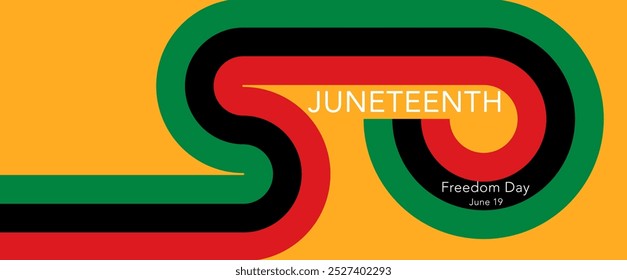 Groovy background 70s with waves in concept of juneteenth, Black history month. Abstract wavy line pattern in 1970s hippie retro style. Vector illustration