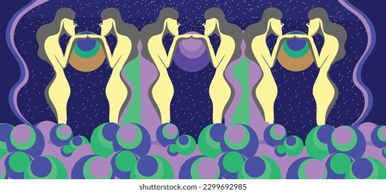 Groovy Background con Diosas Femeninas