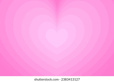 Groovy background with heart. Retro psychedelic pink tunnel illustration. 60s 70s cartoon design for poster. Y2K romantic wallpaper. Vector.