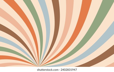 Groovy background. Pattern y2k. Retro twist texture. Trippy circle wave. Vintage sun ray pastel color for design print. Hippy swirl. Wavy 70s style. Abstract sun, rays. Beams line. Vector illustration