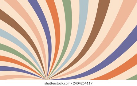 Groovy background. Pattern y2k. Retro twist texture. Trippy circle wave. Vintage sun ray pastel color for design print. Hippy swirl. Wavy style. Abstract groove rays. Beams line. Vector illustration