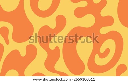 Groovy background with psychedelic abstract wavy shapes. Vector flat illustration of dynamic liquid distorted forms. Bohemian banner in 1970s retro style