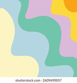 Groovy Background Retro 70s Style. Cute Abstract Vintage Texture Wallpaper. Hippie Wavy Vector Background. Colorful Fun Stripes in Retro 1970s Trendy Banner Design. Psychedelic Graphic Print 1960s.