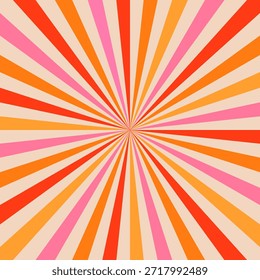 Groovy Background Retro 70s Style. Cute Abstract Vintage Texture Wallpaper. Hippie Wavy Vector Background. Colorful Fun Stripes in Retro 1970s Trendy Banner Design. Psychedelic Graphic Print 1960s.