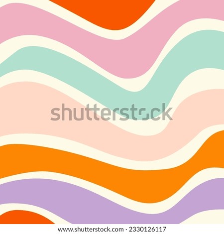 Groovy Background Retro 70s Style. Cute Abstract Vintage Texture Wallpaper. Hippie Wavy Vector Background. Colorful Fun Stripes in Retro 1970s Trendy Banner Design. Psychedelic Graphic Print 1960s.