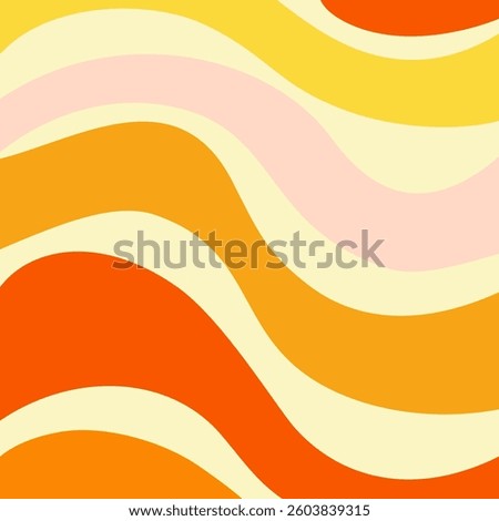 Groovy Background Retro 70s Style. Cute Abstract Vintage Texture Wallpaper. Hippie Wavy Vector Background. Colorful Fun Stripes in Retro 1970s Trendy Banner Design. Psychedelic Graphic Print 1960s.