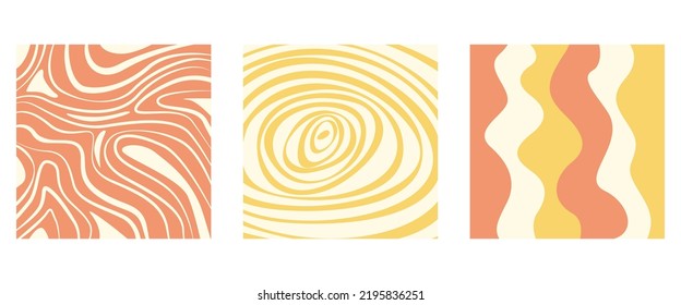 Groovy background. Retro swirl burst.  Pattern in 1970s hippie style. Art in vintage color palette, swirl stripes. Psychedelic stock vector illustration of 60s
