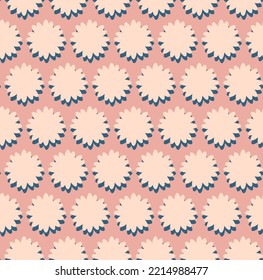 groovy background. Seamless bright repeat pattern of simple blooming flowers in 1970s psychedelic hippie style. graphic decor ornament in retro design. vector illustration.