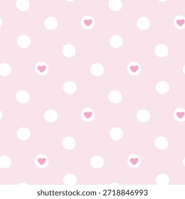 Groovy fondo con pequeño corazón con estampado de lunares sin patrón. Fondo de pantalla Vector de lunares con vibraciones románticas. 
