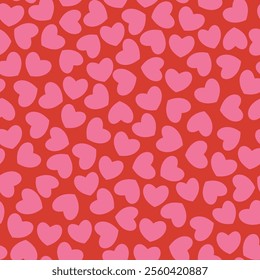 Groovy background with tiny hearts. Valentine day cheerful seamless pattern. Vector wallpaper with romantic vibes. Cute print for fabric, paper, kids clothes and accessories