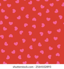 Groovy background with tiny hearts. Valentine day cheerful seamless pattern. Vector wallpaper with romantic vibes. Cute print for fabric, paper, kids clothes and accessories