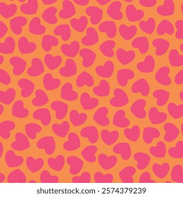 Groovy background with tiny hearts. Valentine day cheerful seamless pattern. Vector wallpaper with romantic vibes. Cute print for fabric, paper, kids clothes and accessories