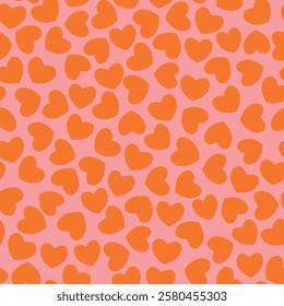 Groovy background with tiny hearts. Valentine day cheerful seamless pattern. Vector wallpaper with romantic vibes. Cute print for fabric, paper, kids clothes and accessories