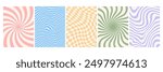 Groovy backgrounds. Comic 70s psychedelic texture. Retro funky pattern with hippie vibes with wavy, twisty swirl print. Vintage 60s texture prints graphic design template. Abstract vector backdrops.