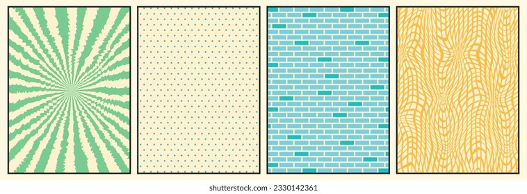 Große Hintergründe. Retro Groovy Textur. Stil der 60er und 70er Jahre. Hippie-Hintergründe. Psychedelisch funky abstrakt. Groovy Plakatvorlage. Nostalgie für die 70er Jahre.