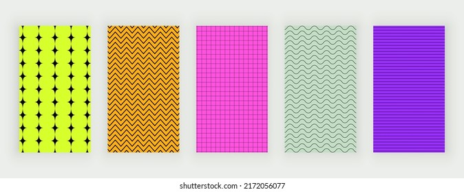 Groovy backgrounds for stories with retro lines shapes