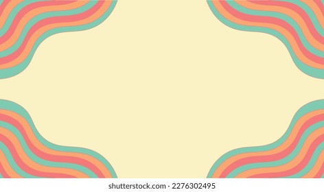 Groovy banner vector illustration with space with text in the middle. Psychedelic 1970s art background. Groovy lines and shapes