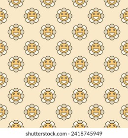 Groovy Hermoso concepto vectorial de flor colorido patrón sin fisuras