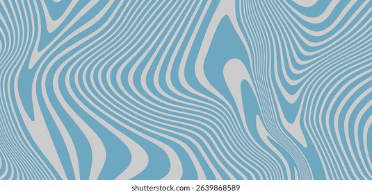 Groovy blue background. waves and vintage 60s vector illustration