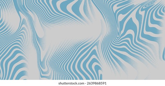 Groovy blue background. waves and vintage 60s vector illustration