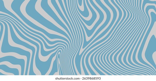 Groovy blue background. waves and vintage 60s vector illustration
