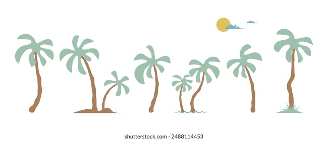 Groovy boho silhouette palm tree illustration