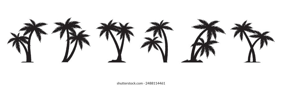 Groovy boho silhouette palm tree illustration