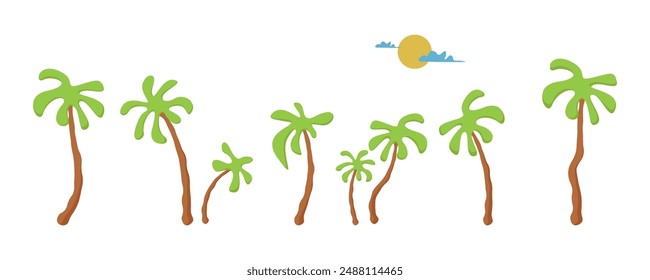 Groovy boho silhouette palm tree illustration