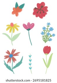 elementos florais brilhantes groovy para design