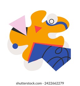 Groovy cartoon abstract doodle shapes and geometric figures. Funny retro minimalistic composition of cartoon forms, various decorative shapes and lines, geometry collage of shapes vector illustration