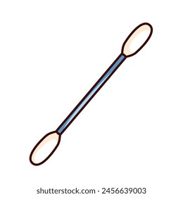 Groovy cartoon cotton stick for individual hygiene. Funny retro white sterile cotton swab for tests and cleaning ear, hygienic tool mascot, cartoon sticker of 70s 80s style vector illustration
