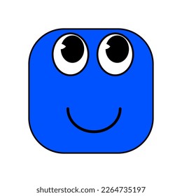 Groovy Cartoon funny cartoon smile geometric shape comic characters, vintage, blue