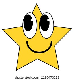 Groovy Cartoon funny cartoon smile geometric shape comic characters, vintage star