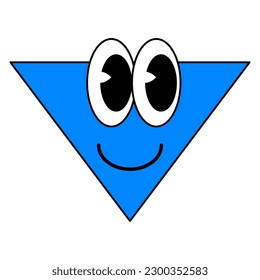 Groovy Cartoon funny cartoon smile geometric shape comic characters, vintage blue triangle