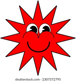 Groovy Cartoon funny cartoon smile geometric shape comic characters, vintage red star