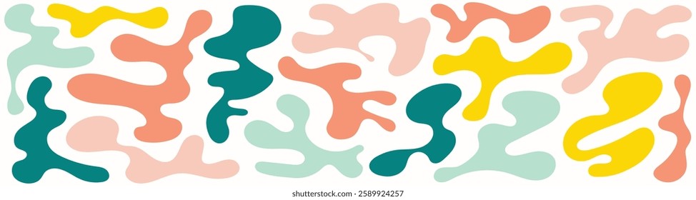 Groovy cartoon kid background organic shape colorful seamless pattern freeform blotches vector design concept illustration fit for cover, banner, poster, packaging, wrapping