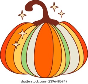 Groovy Cartoon Pumpkin Vector Illustration