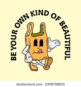 Groovy cartoon with quotes vintage template graphic tee design