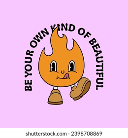 Groovy cartoon with quotes vintage template graphic tee design