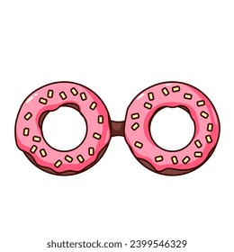 Groovy cartoon sunglasses with circle donut frames. Fun party spectacles, retro cartoon psychedelic eyeglasses with hippie vibe, doughnut sunglasses sticker of 60s 70s style vector illustration