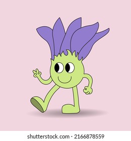 Groovy character - hippie purple flower