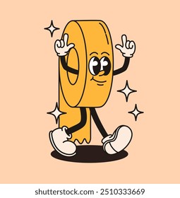 Fita de papel de carta de caractere Groovy. Ilustração de vetor plano.