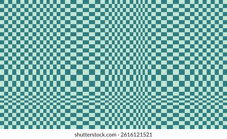 Groovy checker seamless pattern, wavy abstract retro checkerboard background. Trippy wave board geometric. Funky square warp y2k chess psychedelic 90s print.