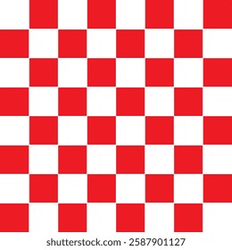 Groovy Checkerboard pattern for wallpaper. Abstract illustration of with white and red square cells. Op art pattern checkered textures. seamless geometric pattern, eps10