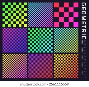 Groovy checkered pattern, colorful distorted tiled grid. Vintage wavy curved backdrop, distortion effect. Funky geometric chessboard texture, retro background in 90s style, y2k. Vector illustration