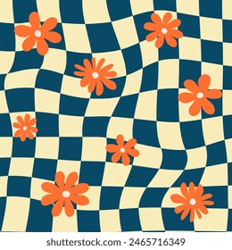 Groovy checkered pattern vector illustration