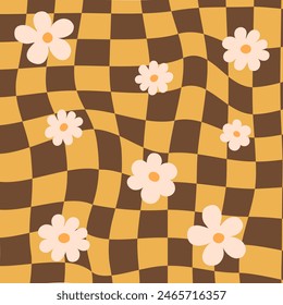Groovy checkered pattern vector illustration