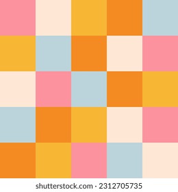Groovy checkered seamless patterns, vintage aesthetic background, checkerboard texture. Funky hippie fashion textile print, retro background with tile vector pattern set