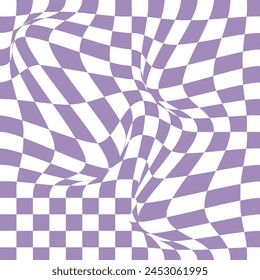 Groovy checkered seamless patterns, vintage aesthetic backgrounds, psychedelic checkerboard texture. Funky hippie fashion textile print, retro background with distorted grid tile vector pattern.EPS10